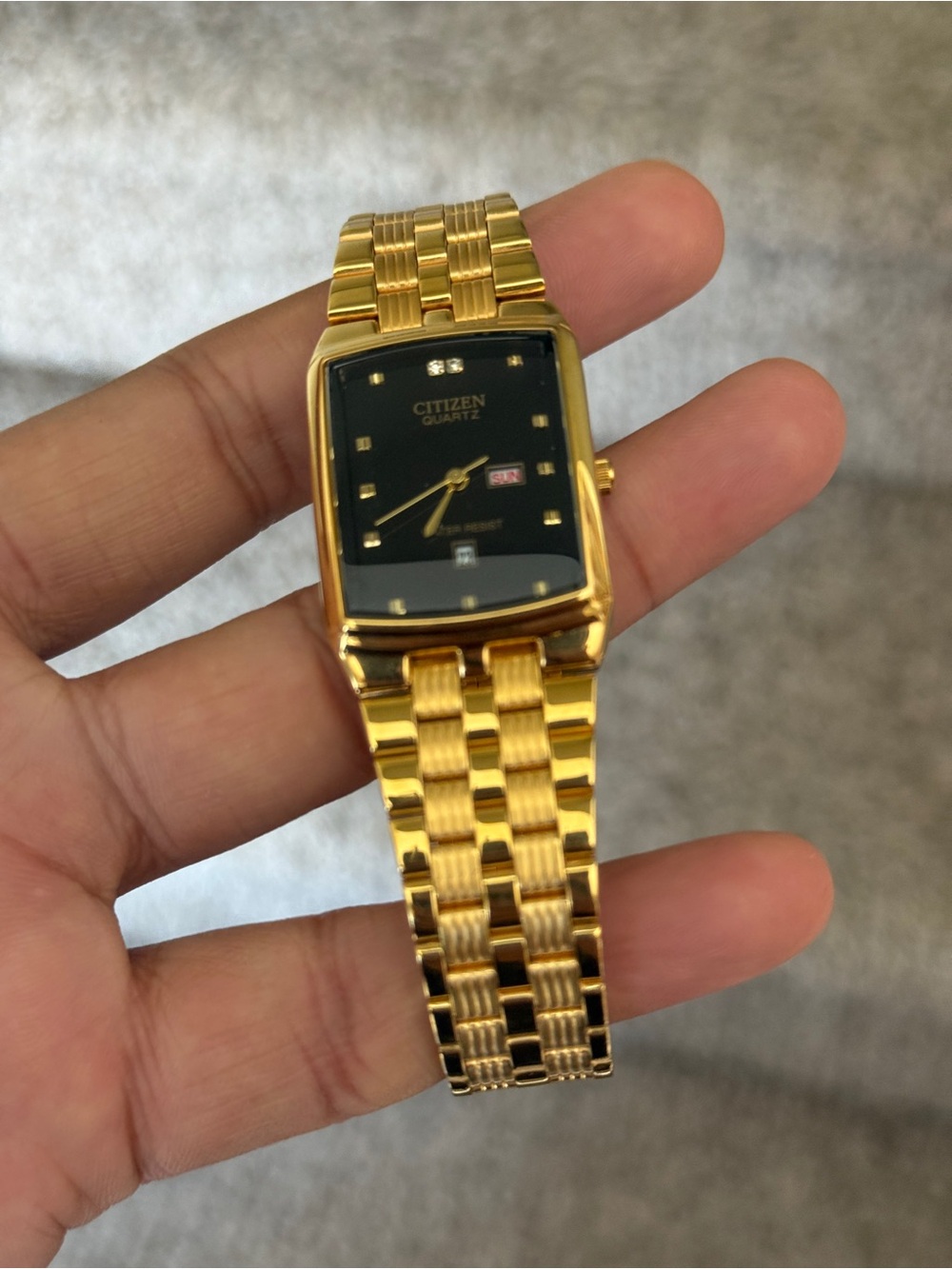 Citizen Gold Classic Tone Watch with Black Dial Mens Watch